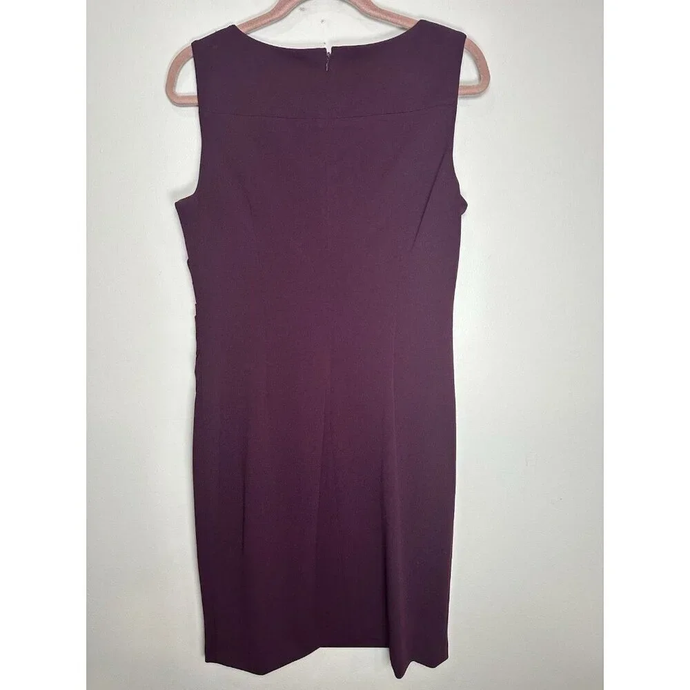 Calvin Klein Sheath Dress Size 12 Purple Pleated Party Work Career - Picture 6 of 6